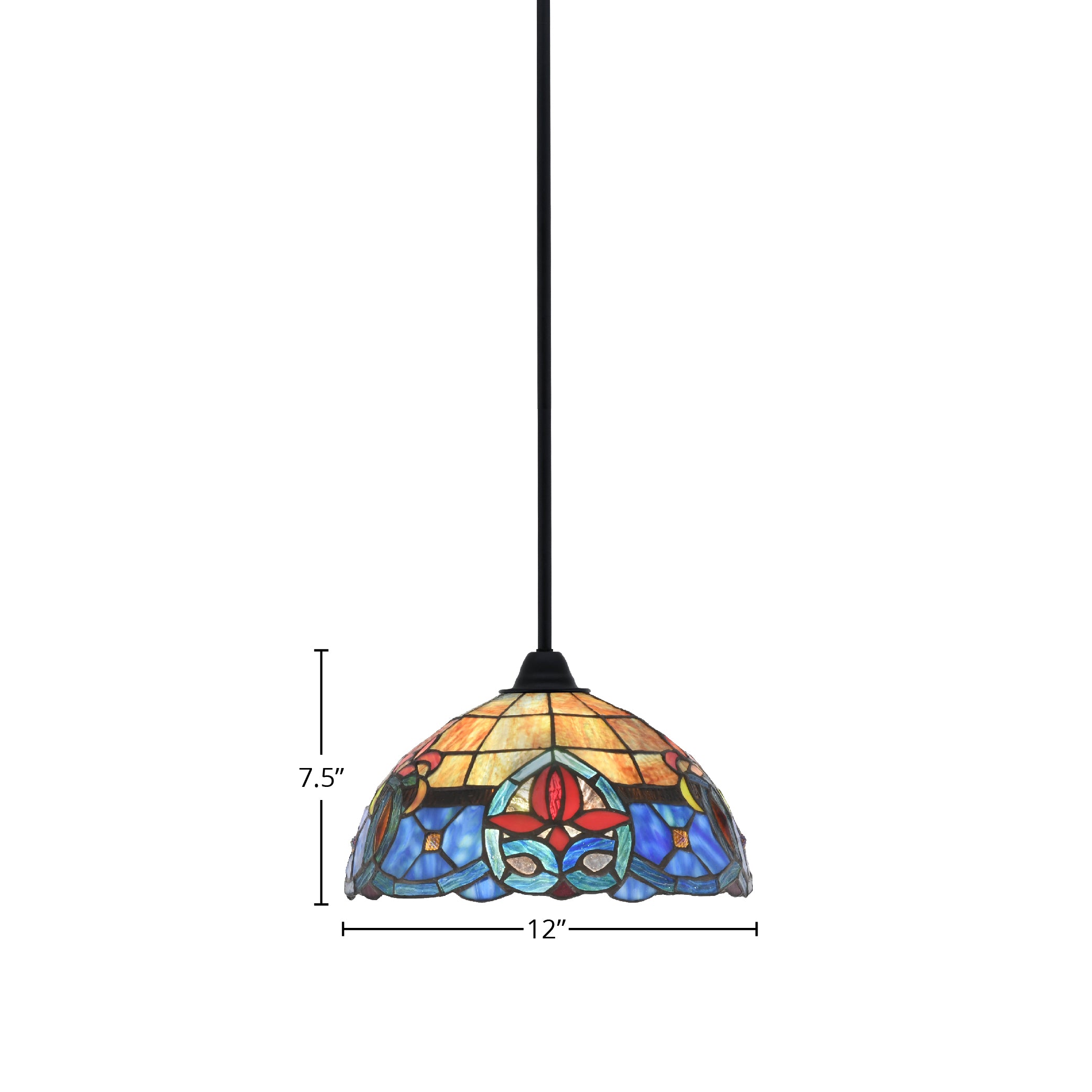 Paramount One Light Mini Pendant in Matte Black with 12" Sierra Art Glass Shade