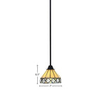 Paramount One Light Mini Pendant in Matte Black with 7" Diamond Peak Art Glass Shade