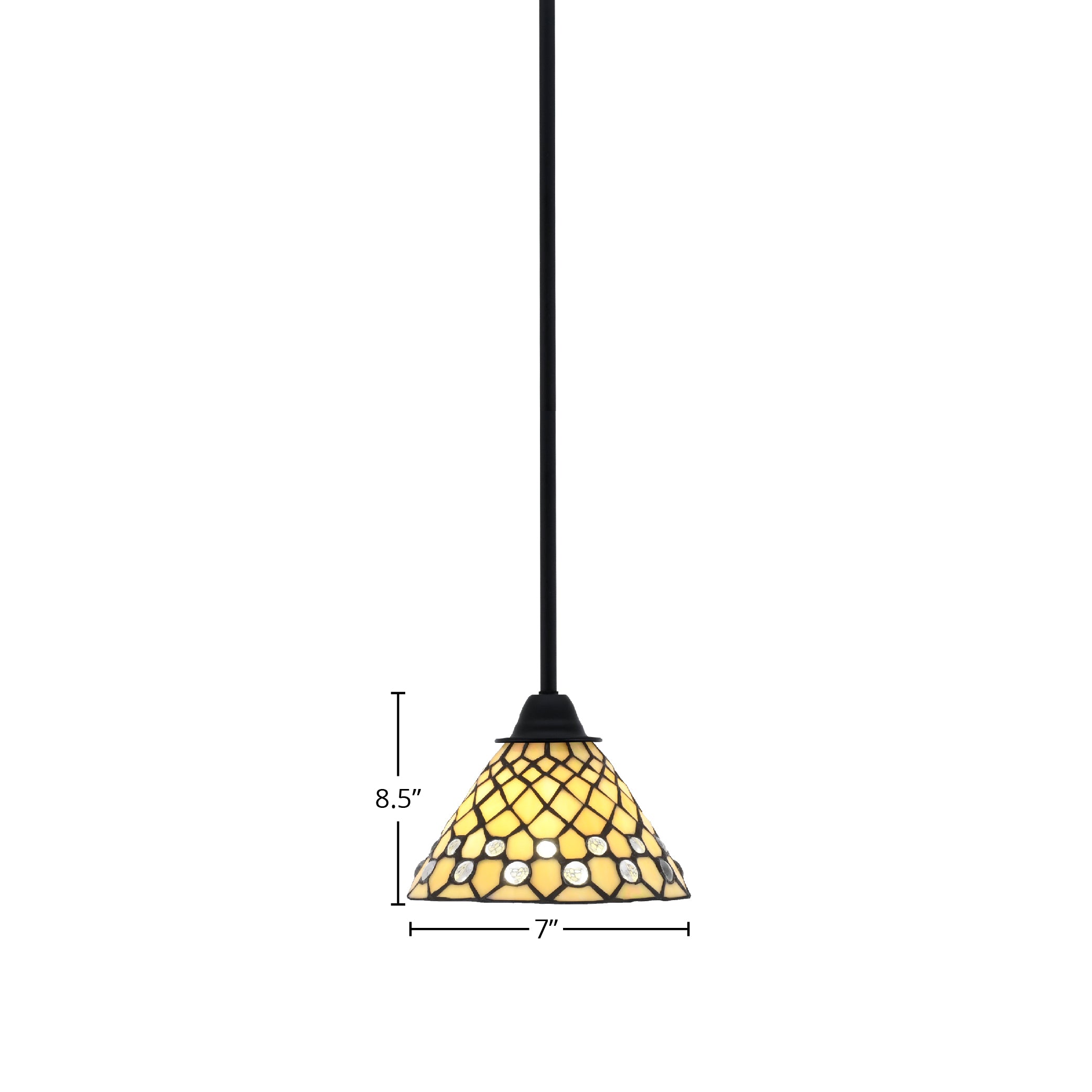 Paramount One Light Mini Pendant in Matte Black with 7" Starlight Art Glass Shade