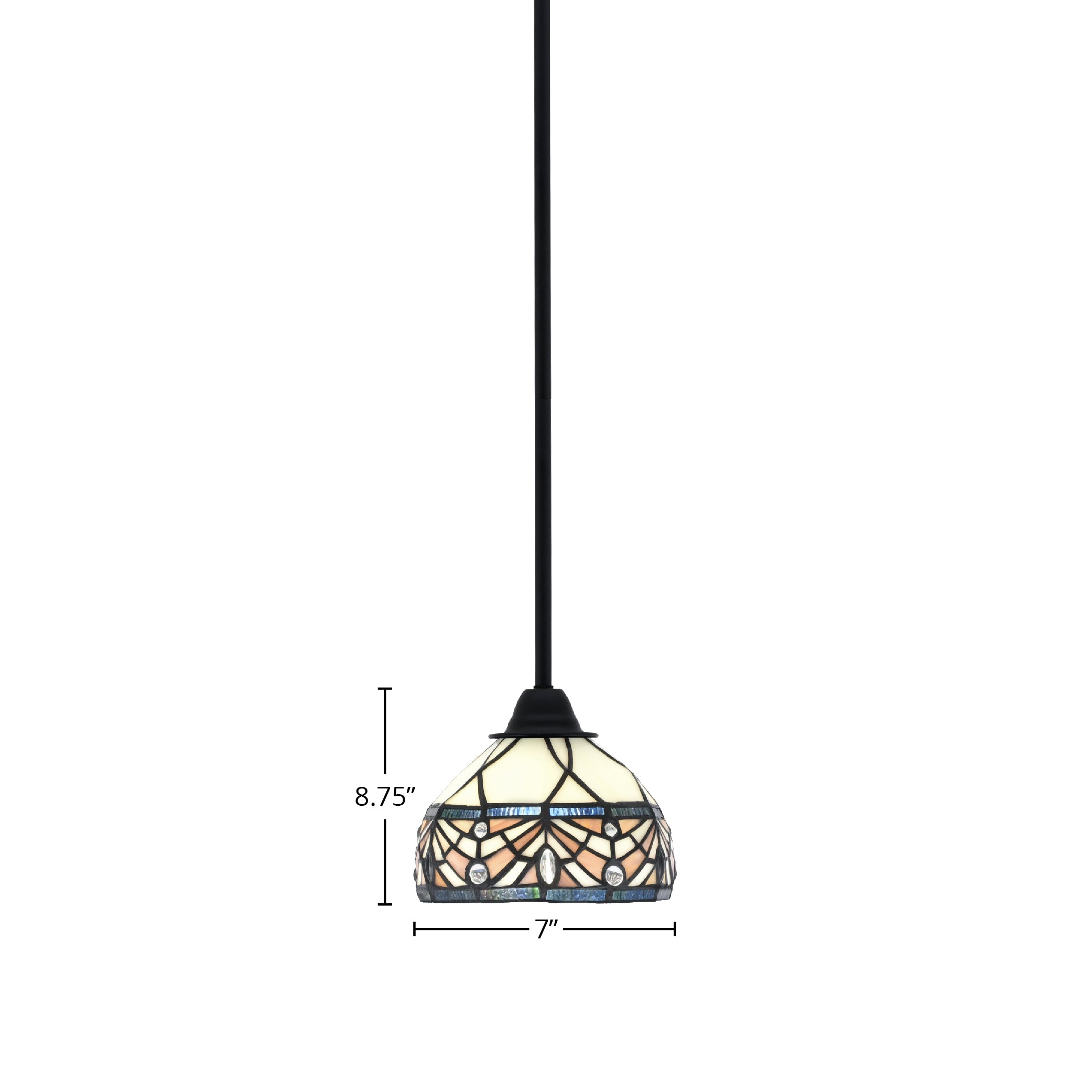 Paramount One Light Mini Pendant in Matte Black with 7" Royal Merlot Art Glass Shade