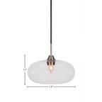 Paramount One Light Pendant in Matte Black & Brushed Nickel with 13" Clear Bubble Shade