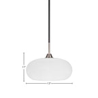 Paramount One Light Pendant in Matte Black & Brushed Nickel with 13" White Muslin Shade
