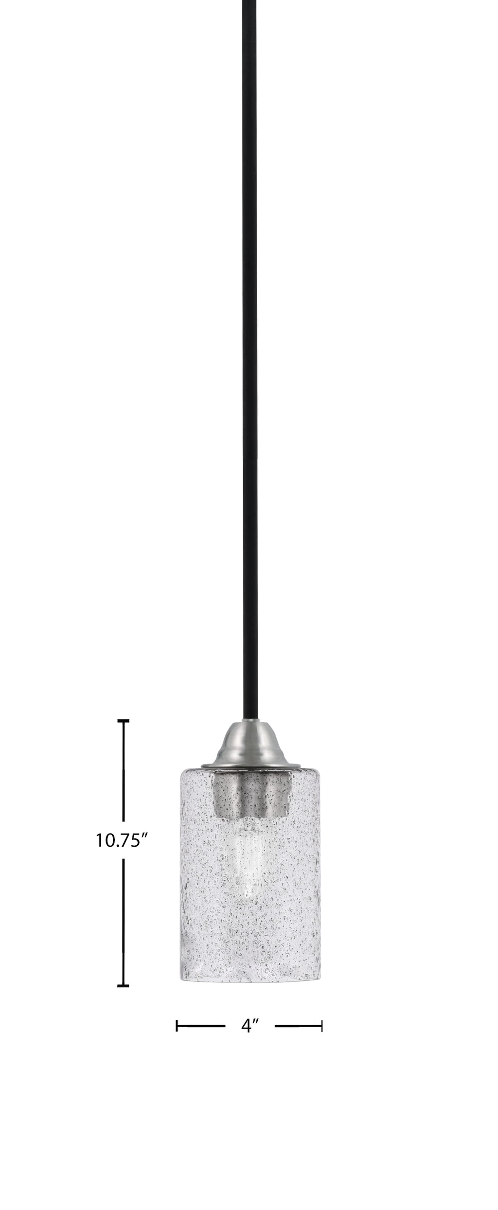Paramount One Light Mini Pendant in Matte Black & Brushed Nickel with 4" Smoke Bubble Shade