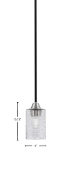 Paramount One Light Mini Pendant in Matte Black & Brushed Nickel with 4" Smoke Bubble Shade