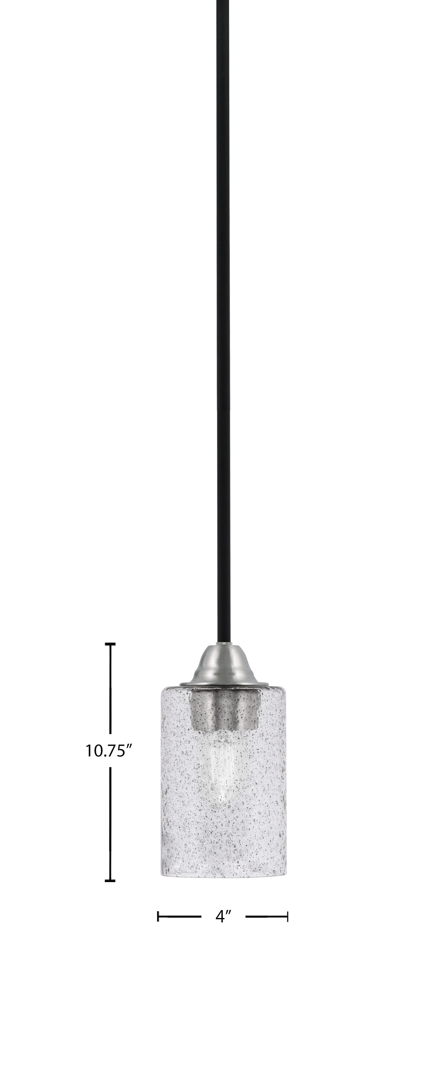 Paramount One Light Mini Pendant in Matte Black & Brushed Nickel with 4" Smoke Bubble Shade