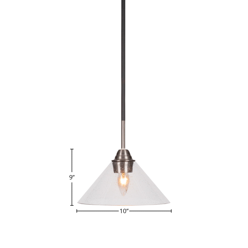Paramount One Light Mini Pendant in Matte Black & Brushed Nickel with 10" Clear Bubble Shade