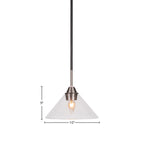 Paramount One Light Mini Pendant in Matte Black & Brushed Nickel with 10" Clear Bubble Shade