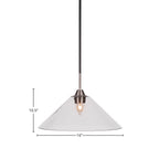 Paramount One Light Pendant in Matte Black & Brushed Nickel with 16" Clear Bubble Shade