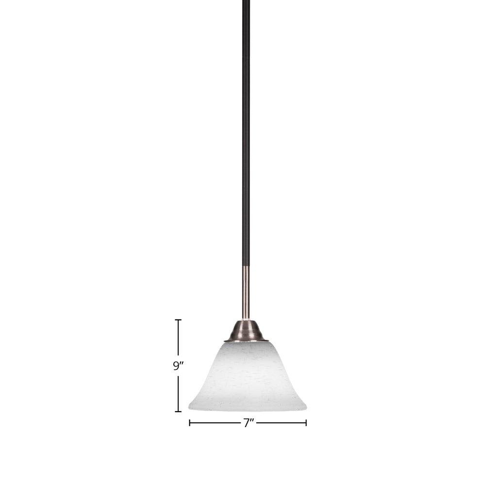 Paramount One Light Mini Pendant in Matte Black & Brushed Nickel with 7" White Muslin Shade