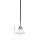 Paramount One Light Mini Pendant in Matte Black & Brushed Nickel with 7" White Muslin Shade