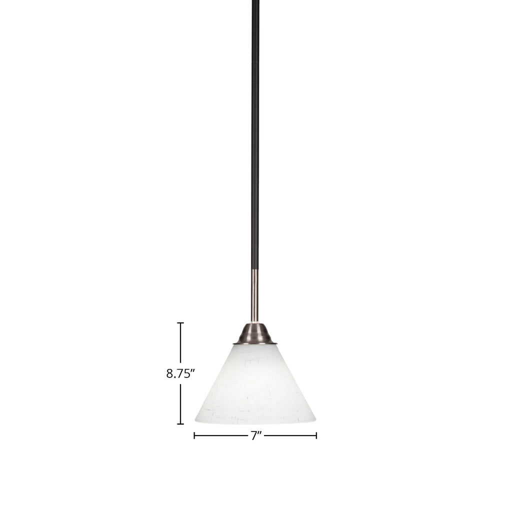 Paramount One Light Mini Pendant in Matte Black & Brushed Nickel with 7" White Muslin Shade