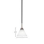 Paramount One Light Mini Pendant in Matte Black & Brushed Nickel with 7" White Muslin Shade