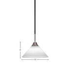 Paramount One Light Mini Pendant in Matte Black & Brushed Nickel with 10" White Muslin Shade