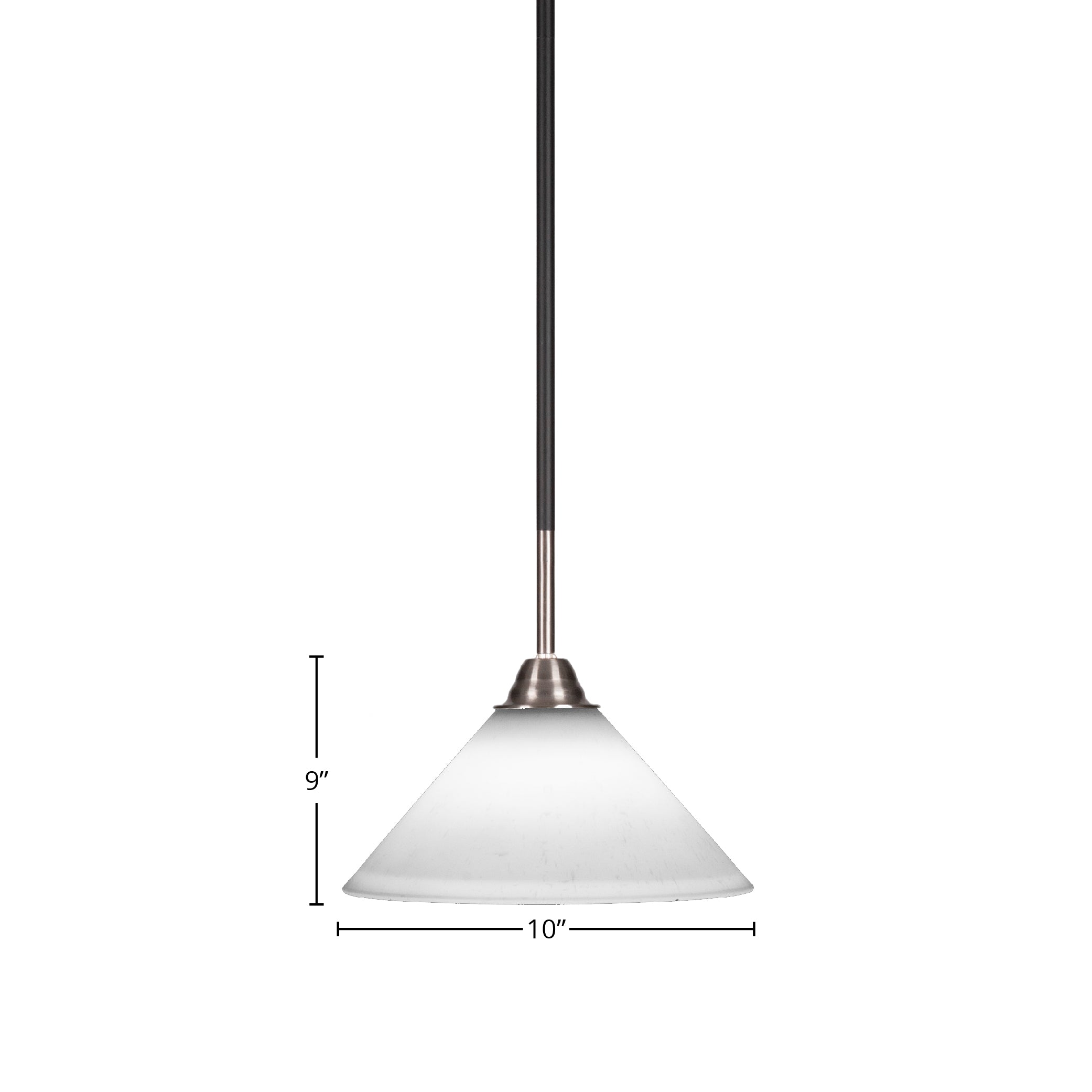 Paramount One Light Mini Pendant in Matte Black & Brushed Nickel with 10" White Muslin Shade