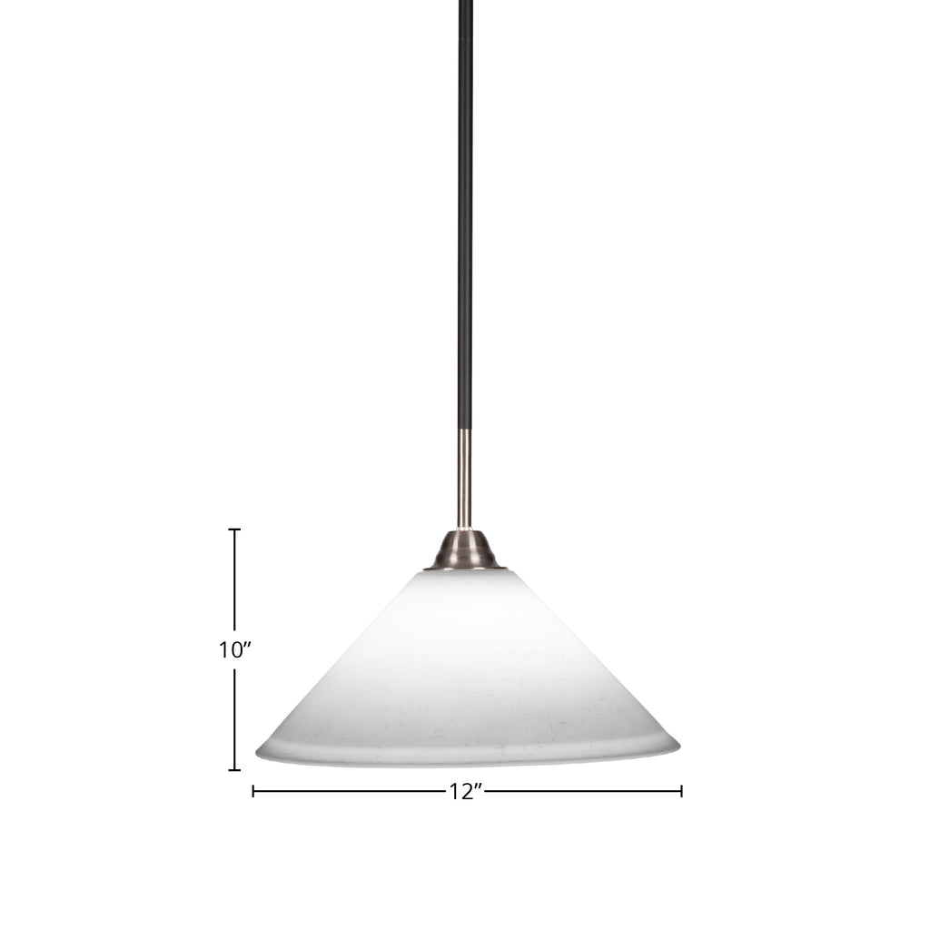 Paramount One Light Pendant in Matte Black & Brushed Nickel with 12" White Muslin Shade