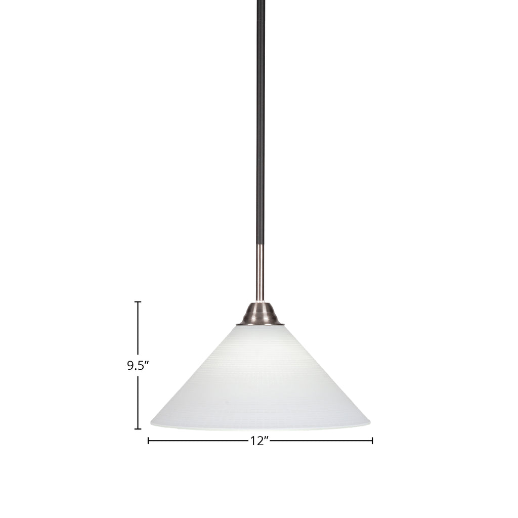 Paramount One Light Pendant in Matte Black & Brushed Nickel with 12" White Matrix Shade