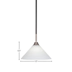 Paramount One Light Pendant in Matte Black & Brushed Nickel with 12" White Matrix Shade