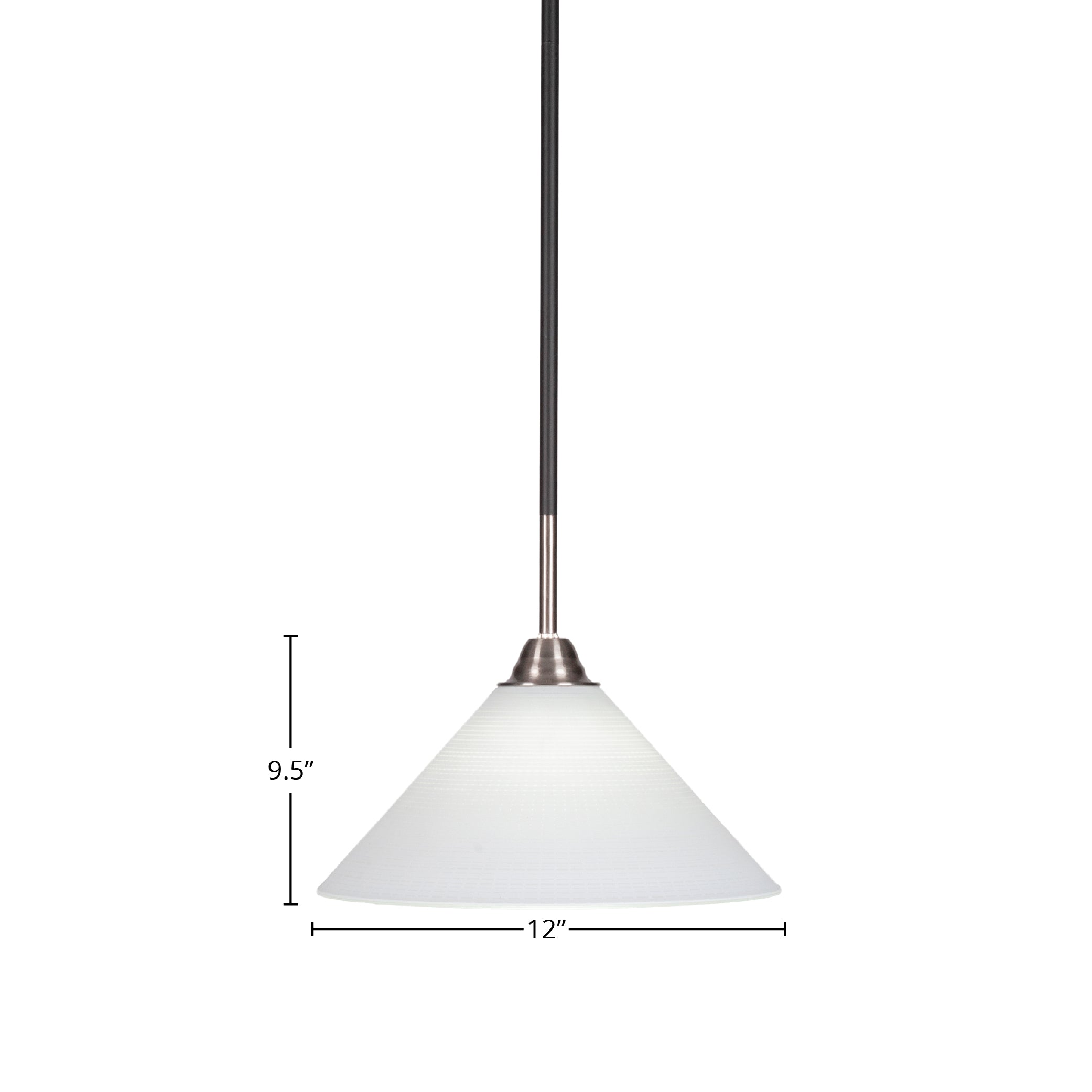 Paramount One Light Pendant in Matte Black & Brushed Nickel with 12" White Matrix Shade