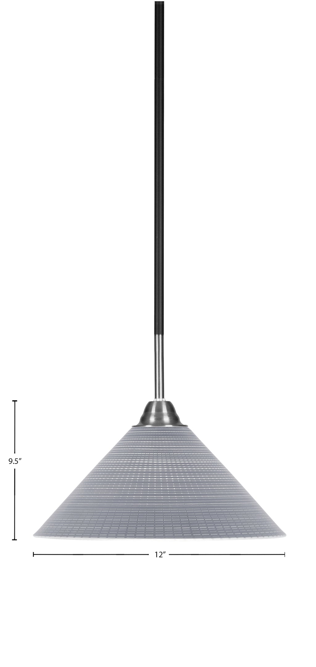 Paramount One Light Pendant in Matte Black & Brushed Nickel with 12" Gray Matrix Shade