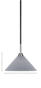 Paramount One Light Pendant in Matte Black & Brushed Nickel with 12" Gray Matrix Shade