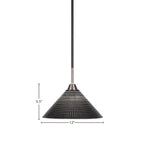 Paramount One Light Pendant in Matte Black & Brushed Nickel with 12" Black Matrix Shade