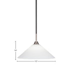Paramount One Light Pendant in Matte Black & Brushed Nickel with 16" White Matrix Shade