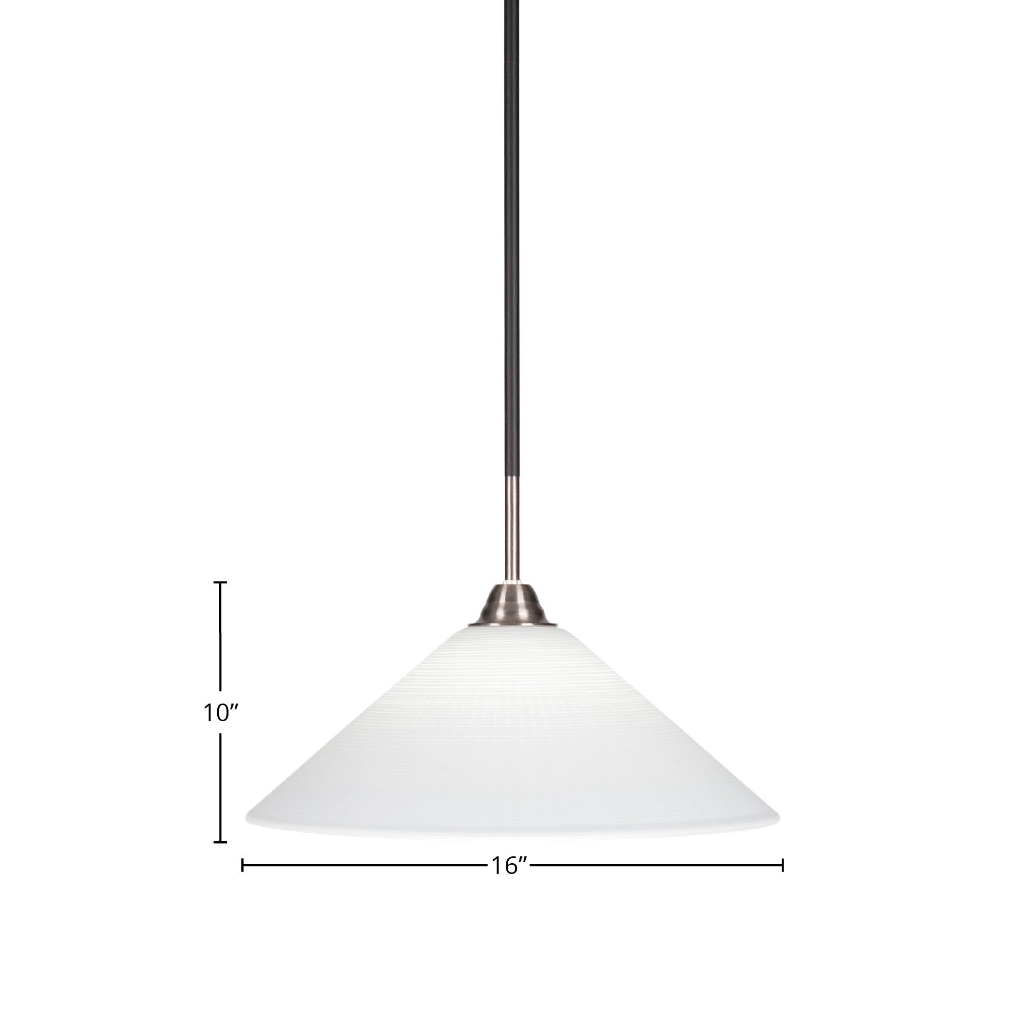 Paramount One Light Pendant in Matte Black & Brushed Nickel with 16" White Matrix Shade
