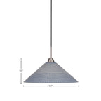 Paramount One Light Pendant in Matte Black & Brushed Nickel with 16" Gray Matrix Shade