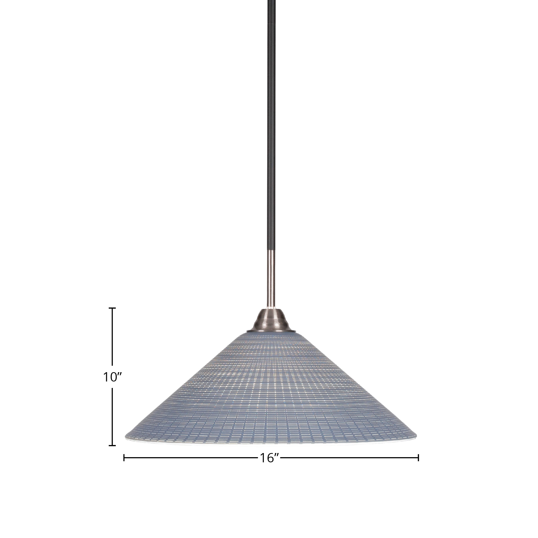 Paramount One Light Pendant in Matte Black & Brushed Nickel with 16" Gray Matrix Shade