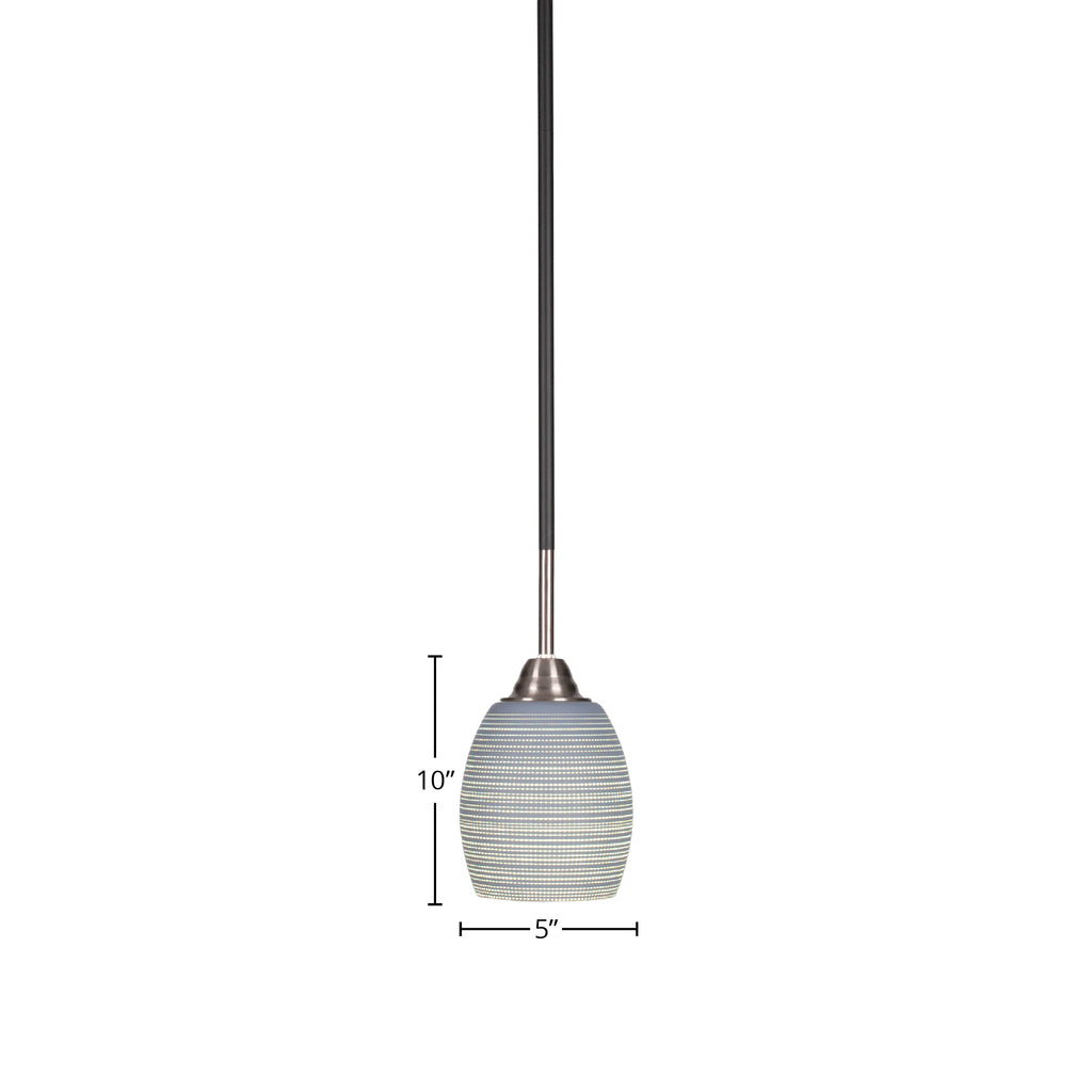 Paramount One Light Mini Pendant in Matte Black & Brushed Nickel with 5" Gray Matrix Shade