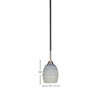 Paramount One Light Mini Pendant in Matte Black & Brushed Nickel with 5" Gray Matrix Shade