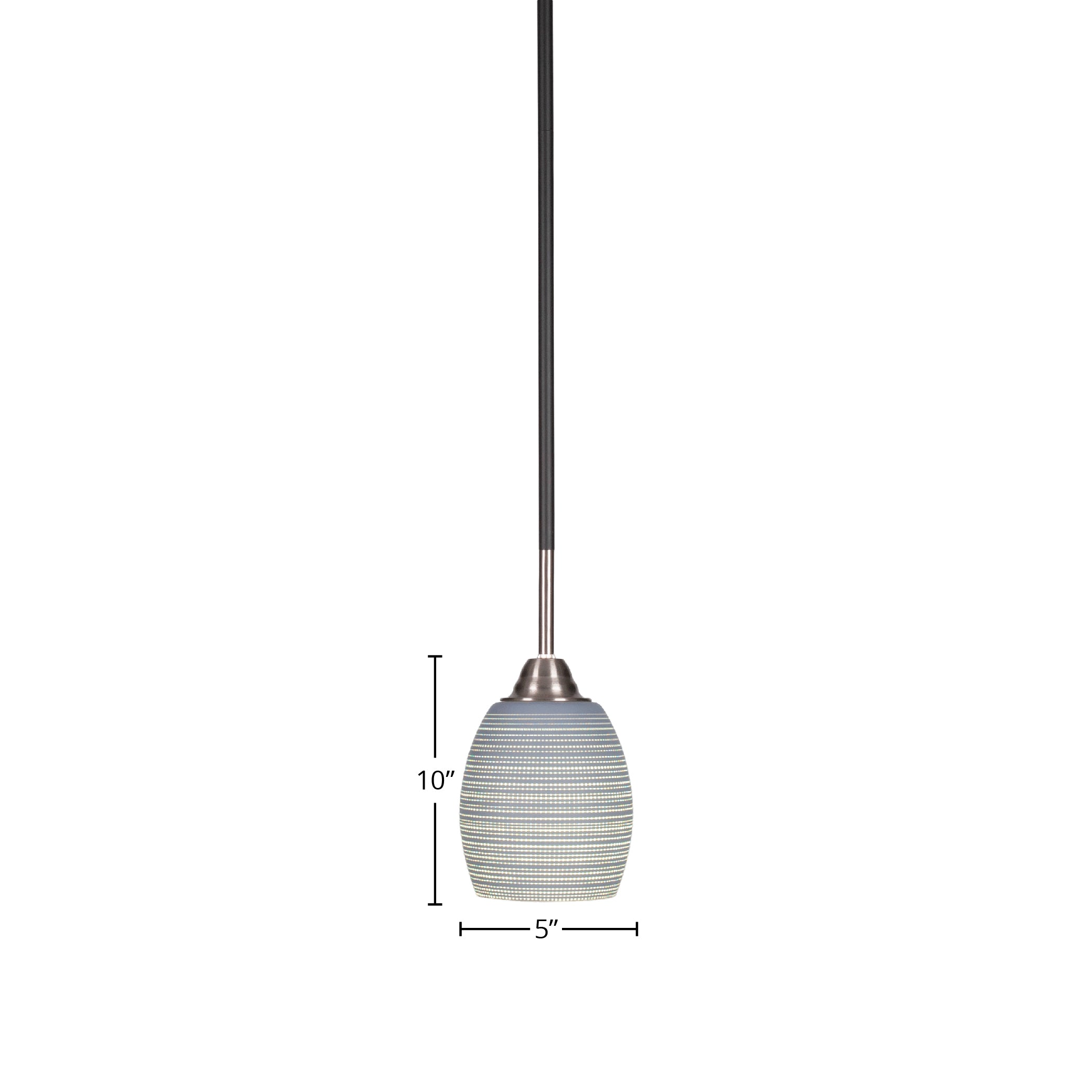 Paramount One Light Mini Pendant in Matte Black & Brushed Nickel with 5" Gray Matrix Shade