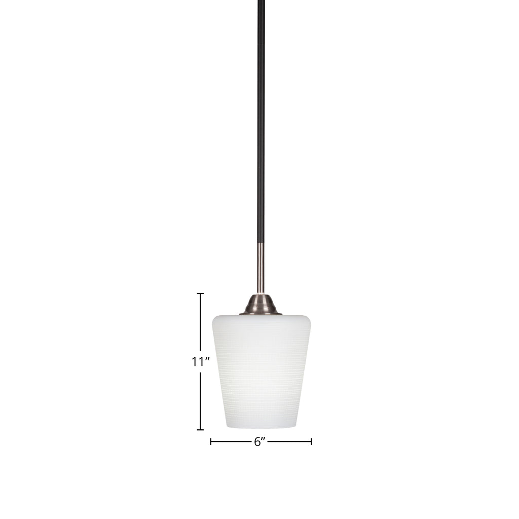 Paramount One Light Mini Pendant in Matte Black & Brushed Nickel with 6" White Matrix Shade