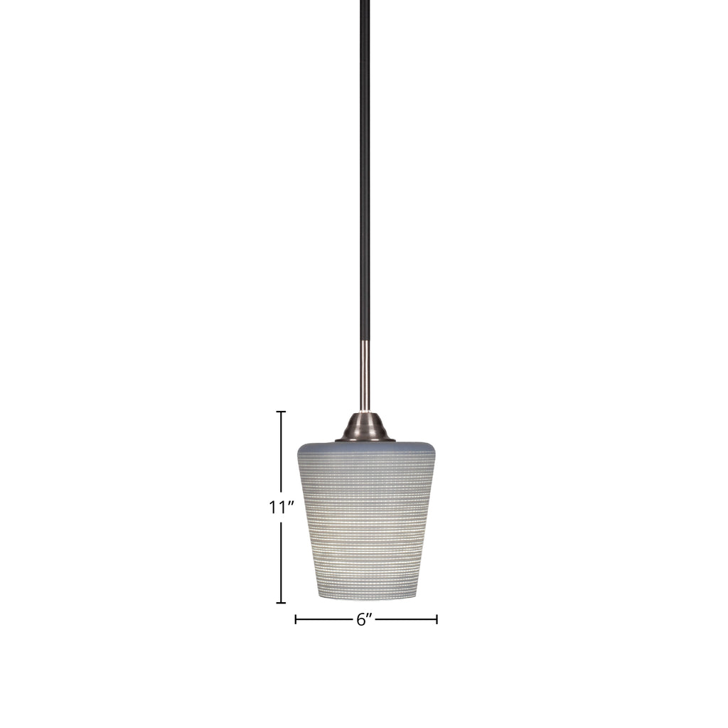 Paramount One Light Mini Pendant in Matte Black & Brushed Nickel with 6" Gray Matrix Shade