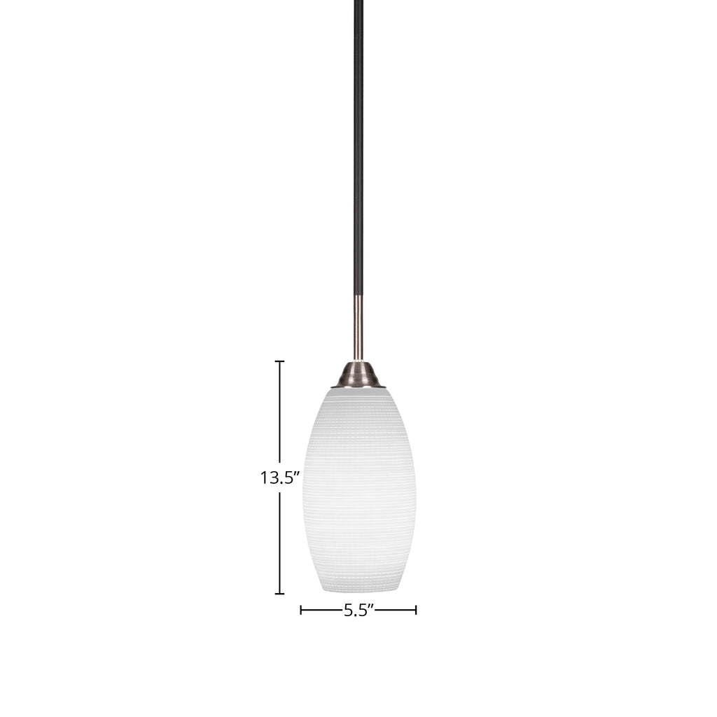 Paramount One Light Mini Pendant in Matte Black & Brushed Nickel with 5.5" White Matrix Shade