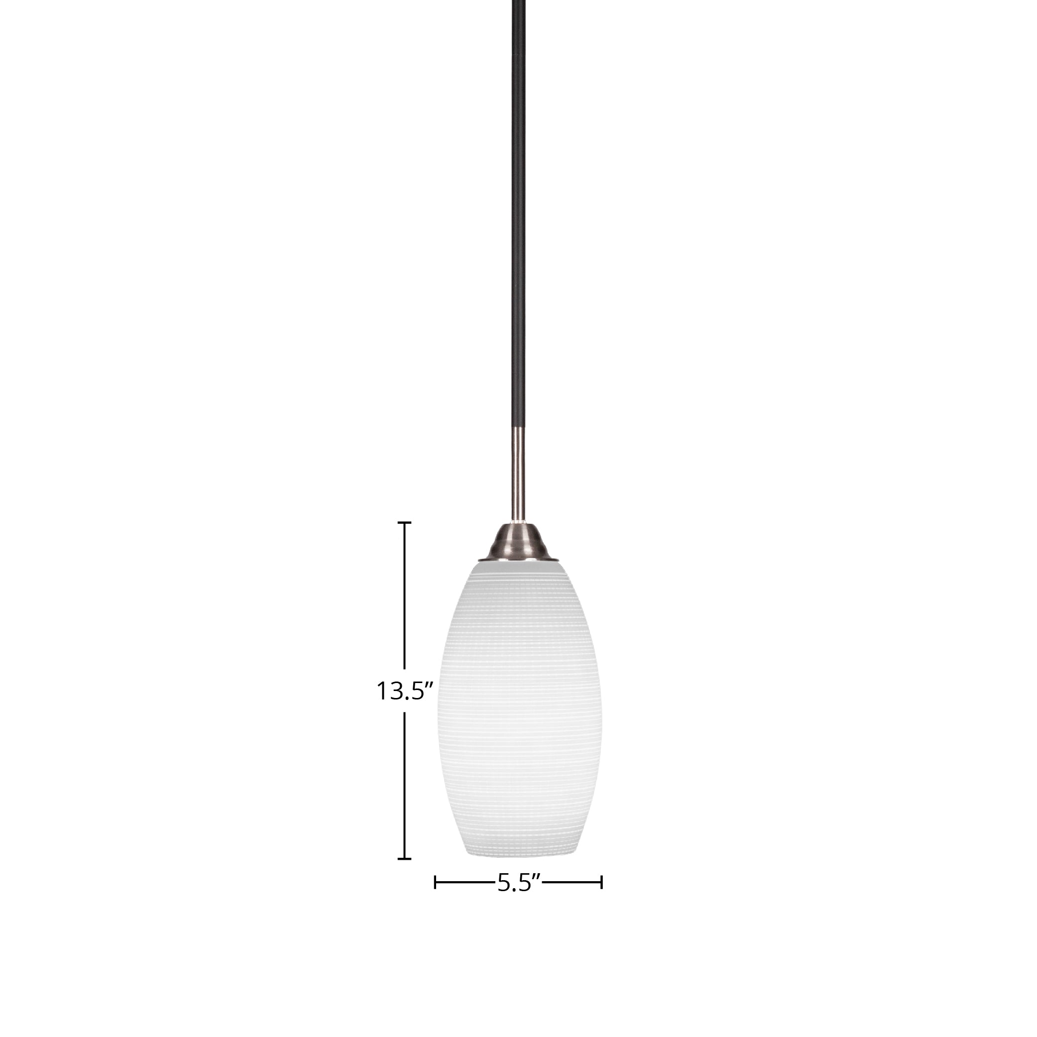 Paramount One Light Mini Pendant in Matte Black & Brushed Nickel with 5.5" White Matrix Shade