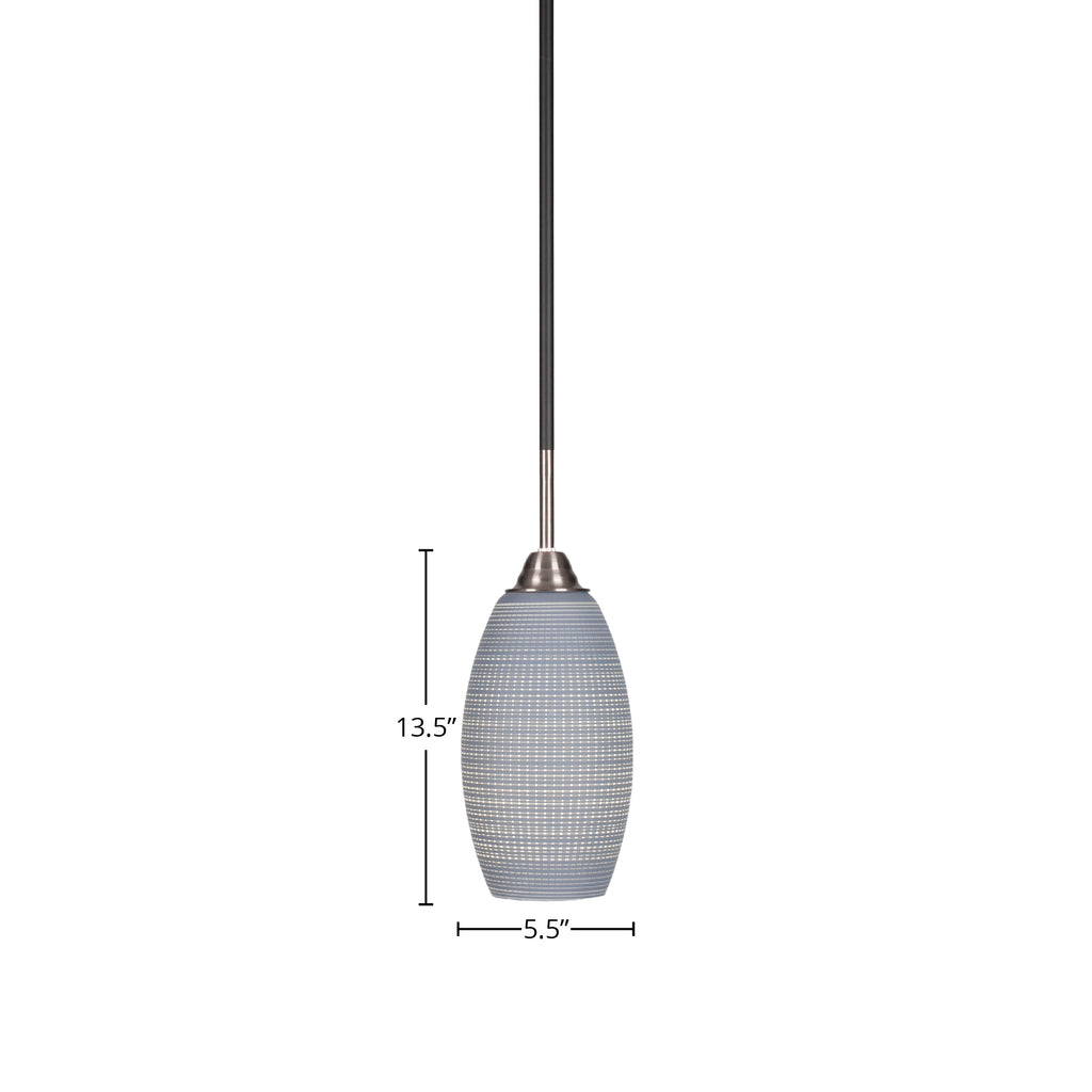 Paramount One Light Mini Pendant in Matte Black & Brushed Nickel with 5.5" Gray Matrix Shade