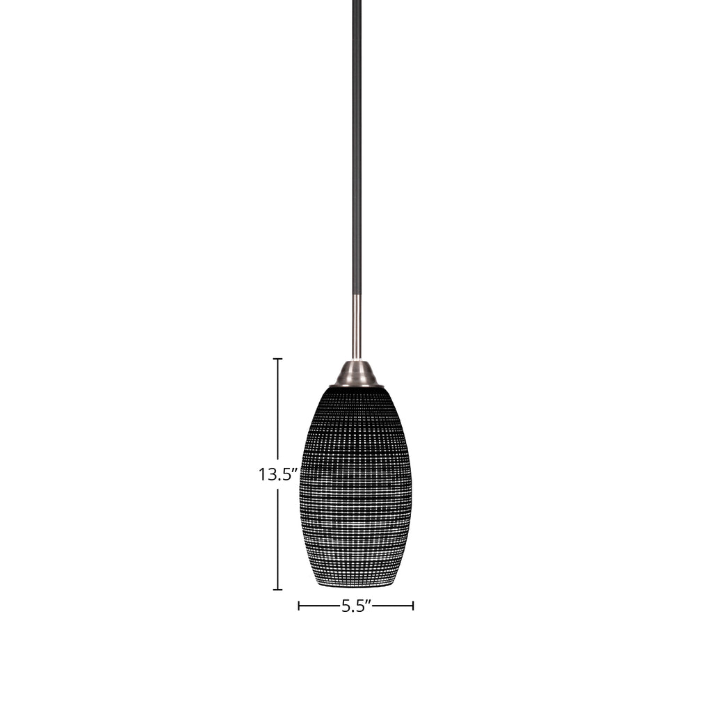 Paramount One Light Mini Pendant in Matte Black & Brushed Nickel with 5.5" Black Matrix Shade