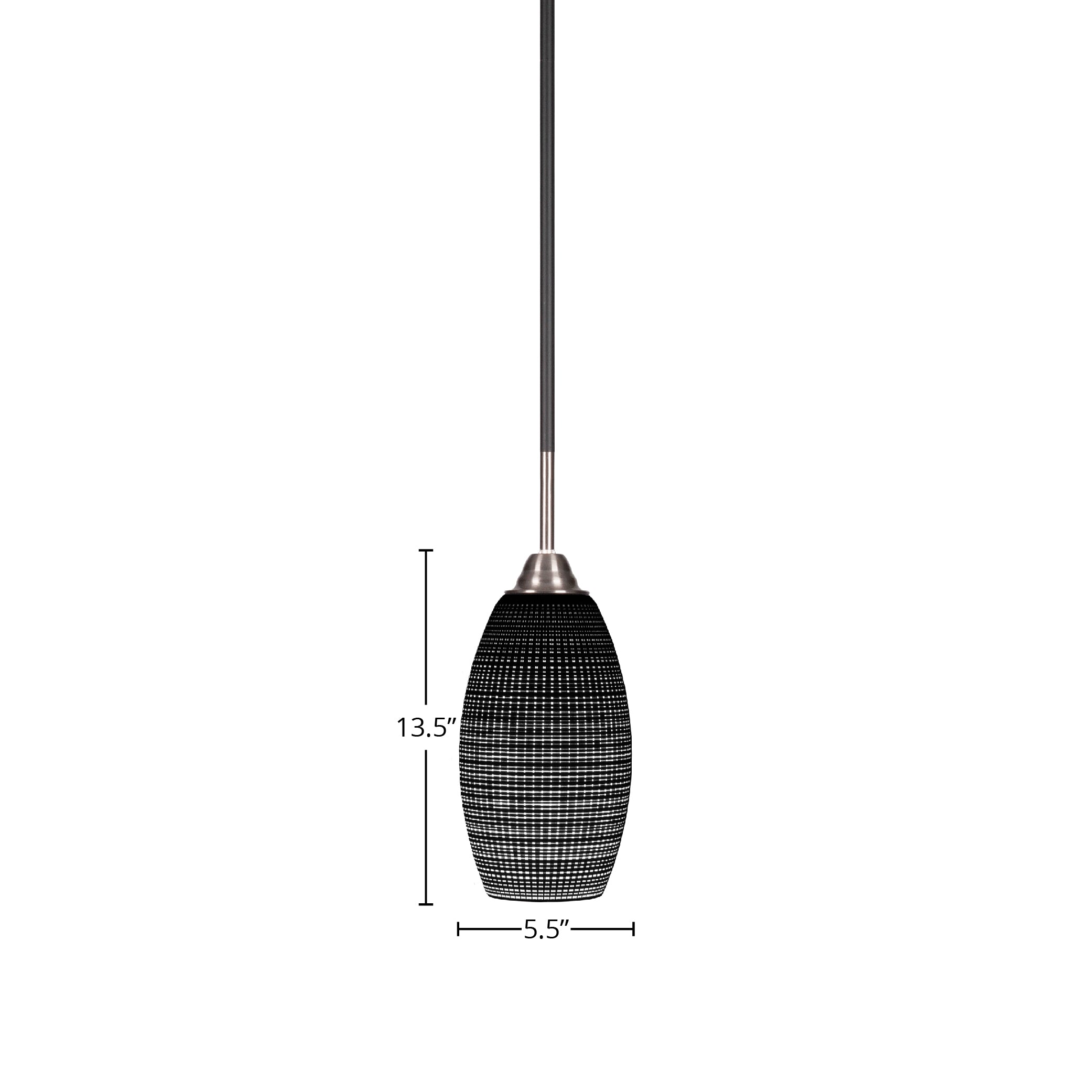 Paramount One Light Mini Pendant in Matte Black & Brushed Nickel with 5.5" Black Matrix Shade
