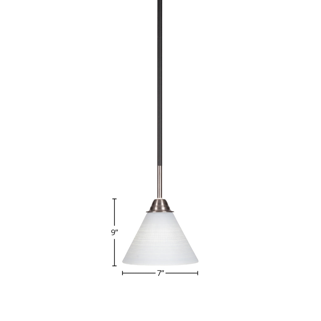 Paramount One Light Mini Pendant in Matte Black & Brushed Nickel with 7" White Matrix Shade