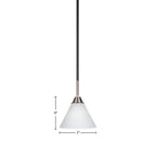 Paramount One Light Mini Pendant in Matte Black & Brushed Nickel with 7" White Matrix Shade