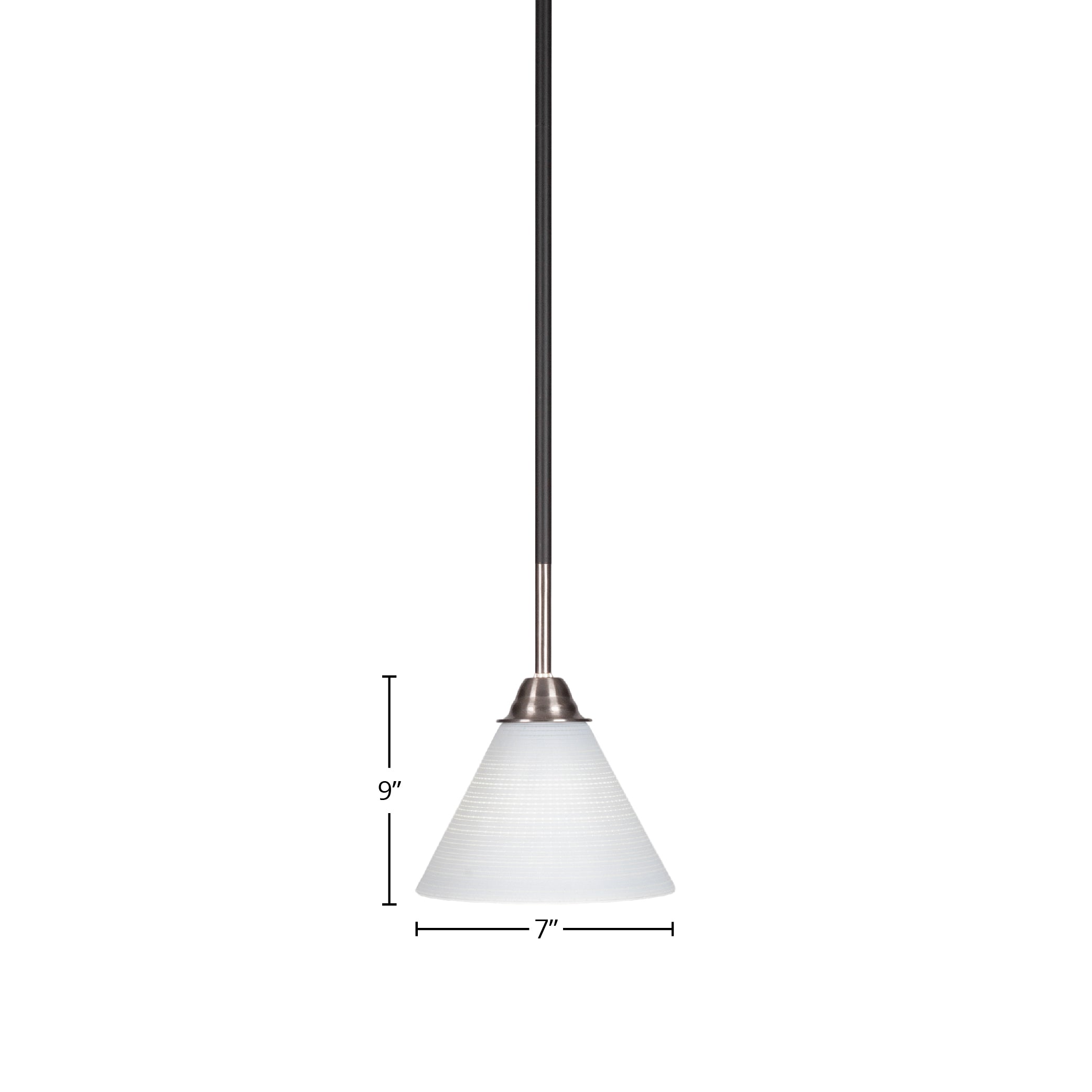 Paramount One Light Mini Pendant in Matte Black & Brushed Nickel with 7" White Matrix Shade