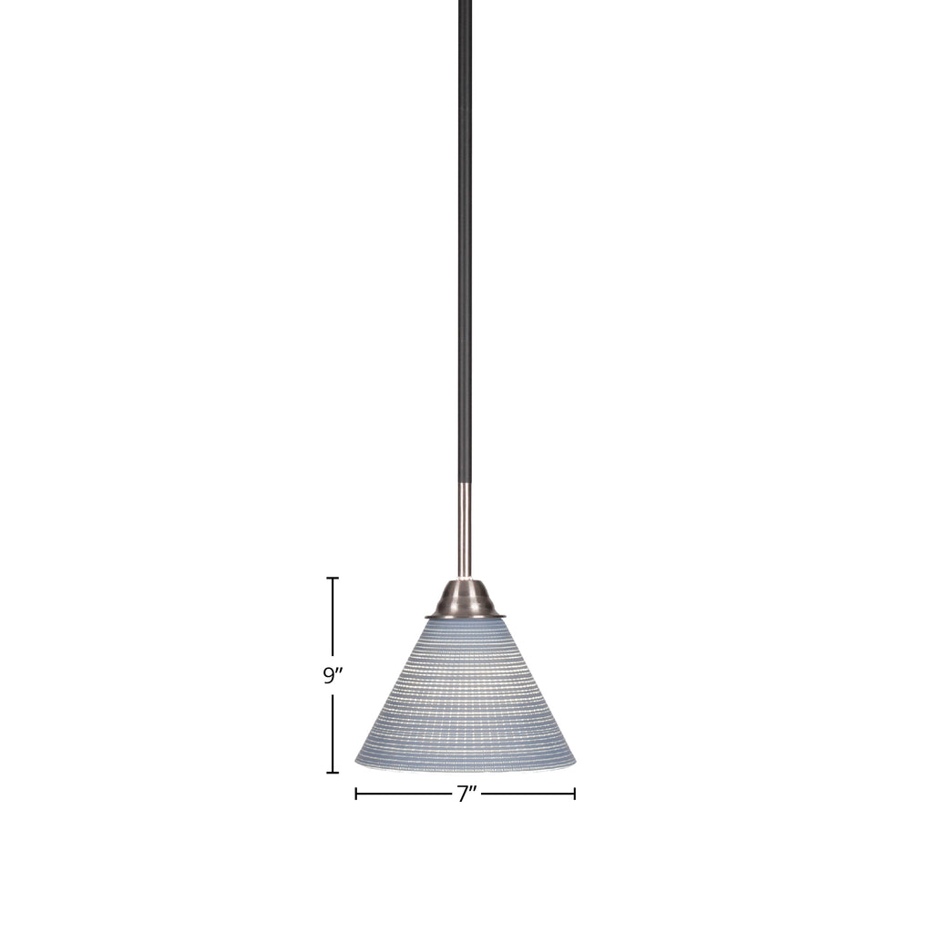 Paramount One Light Mini Pendant in Matte Black & Brushed Nickel with 7" Gray Matrix Shade