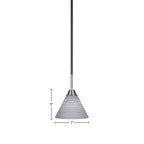 Paramount One Light Mini Pendant in Matte Black & Brushed Nickel with 7" Gray Matrix Shade