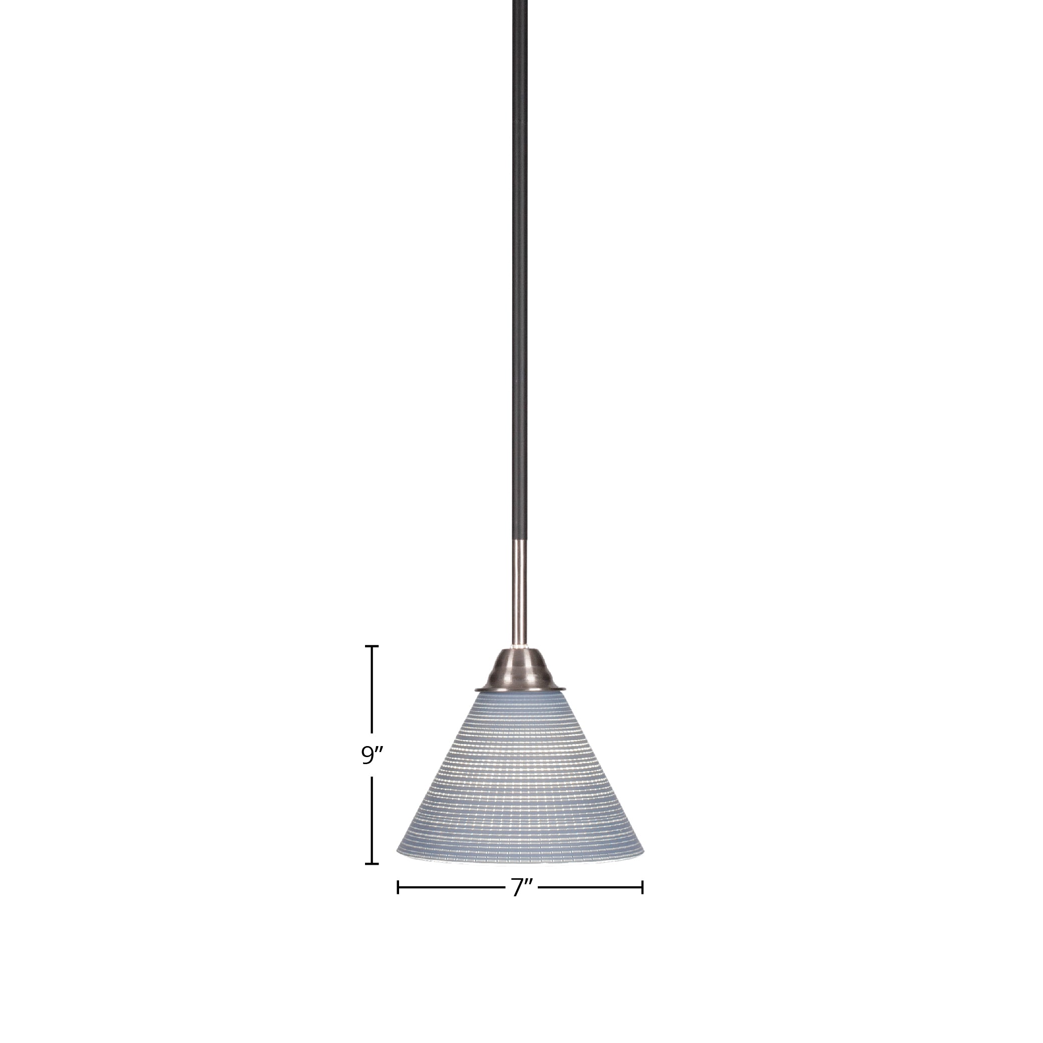 Paramount One Light Mini Pendant in Matte Black & Brushed Nickel with 7" Gray Matrix Shade