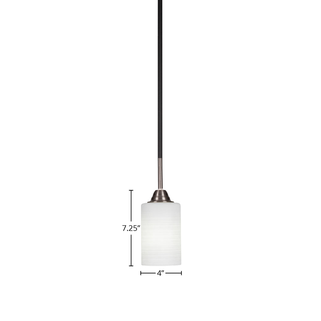 Paramount One Light Mini Pendant in Matte Black & Brushed Nickel with 4" White Matrix Shade