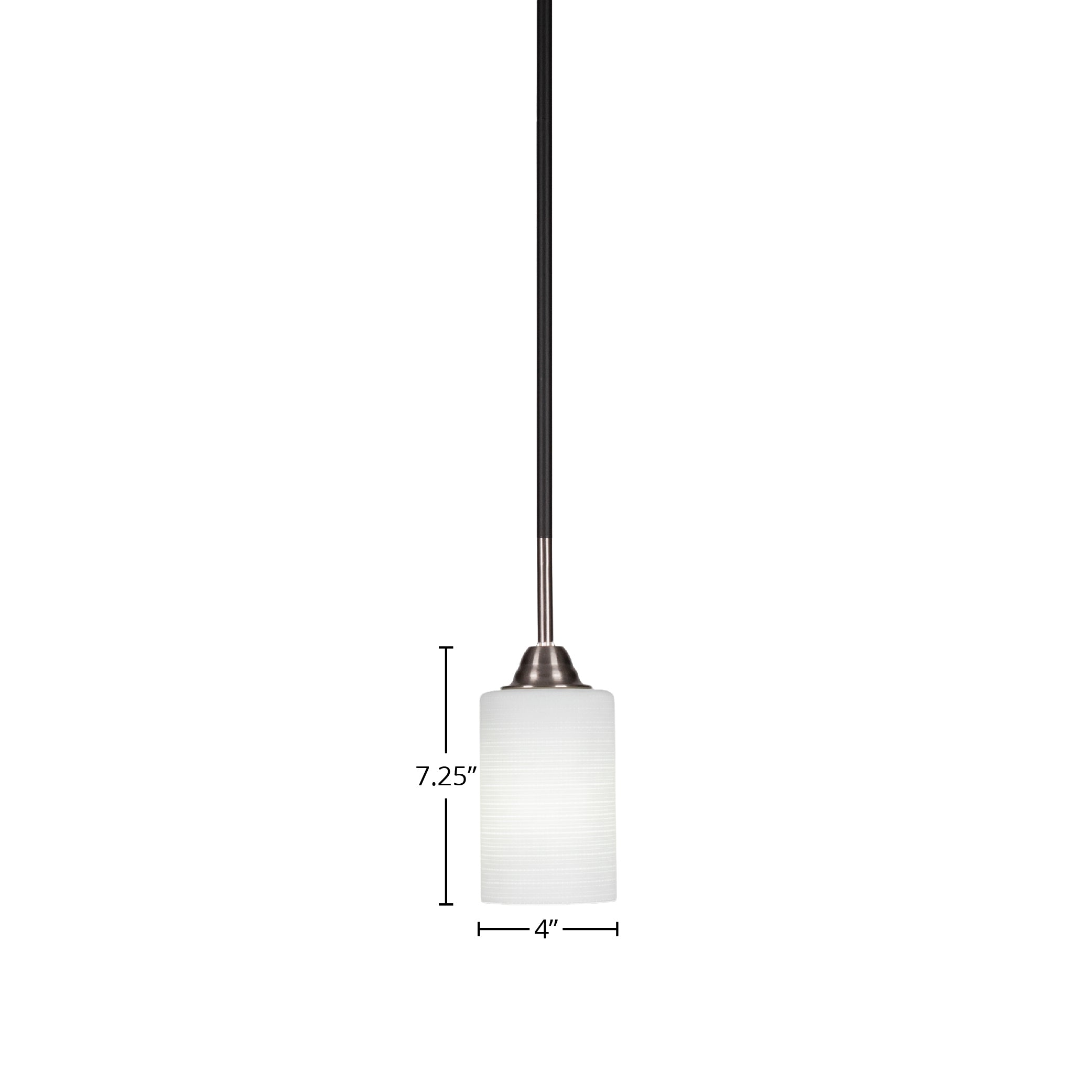 Paramount One Light Mini Pendant in Matte Black & Brushed Nickel with 4" White Matrix Shade
