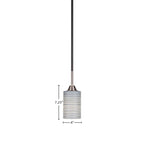 Paramount One Light Mini Pendant in Matte Black & Brushed Nickel with 4" Gray Matrix Shade