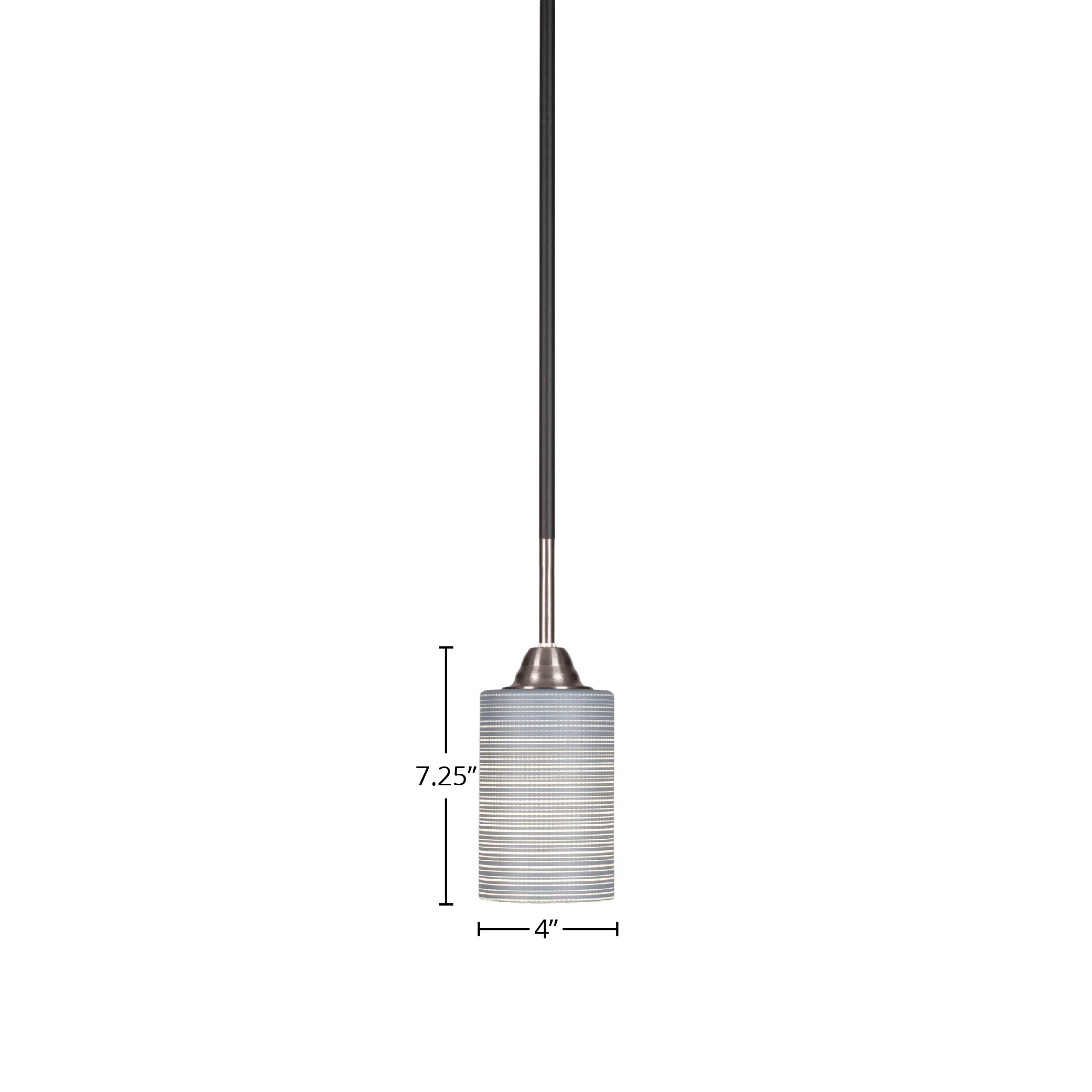 Paramount One Light Mini Pendant in Matte Black & Brushed Nickel with 4" Gray Matrix Shade