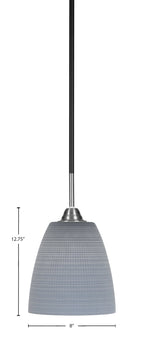 Paramount One Light Mini Pendant in Matte Black & Brushed Nickel with 8" Gray Matrix Shade